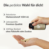 Ashwa Pure (KSM-66 Ashwagandha) Dose wird geöffnet und Kapseln in offener Hand präsentiert, Galerieposition 1