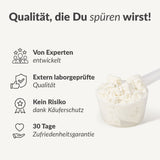 Baking Protein inkl. GRATIS Kochbuch mit Qualitätssiegeln von Experten, laborgeprüftem Pulver und Zufriedenheitsgarantie