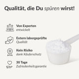 Creatin Monohydrat mikronisiertes Pulver in Messlöffel mit Qualitätssiegeln und Zufriedenheitsgarantie Galerie 1