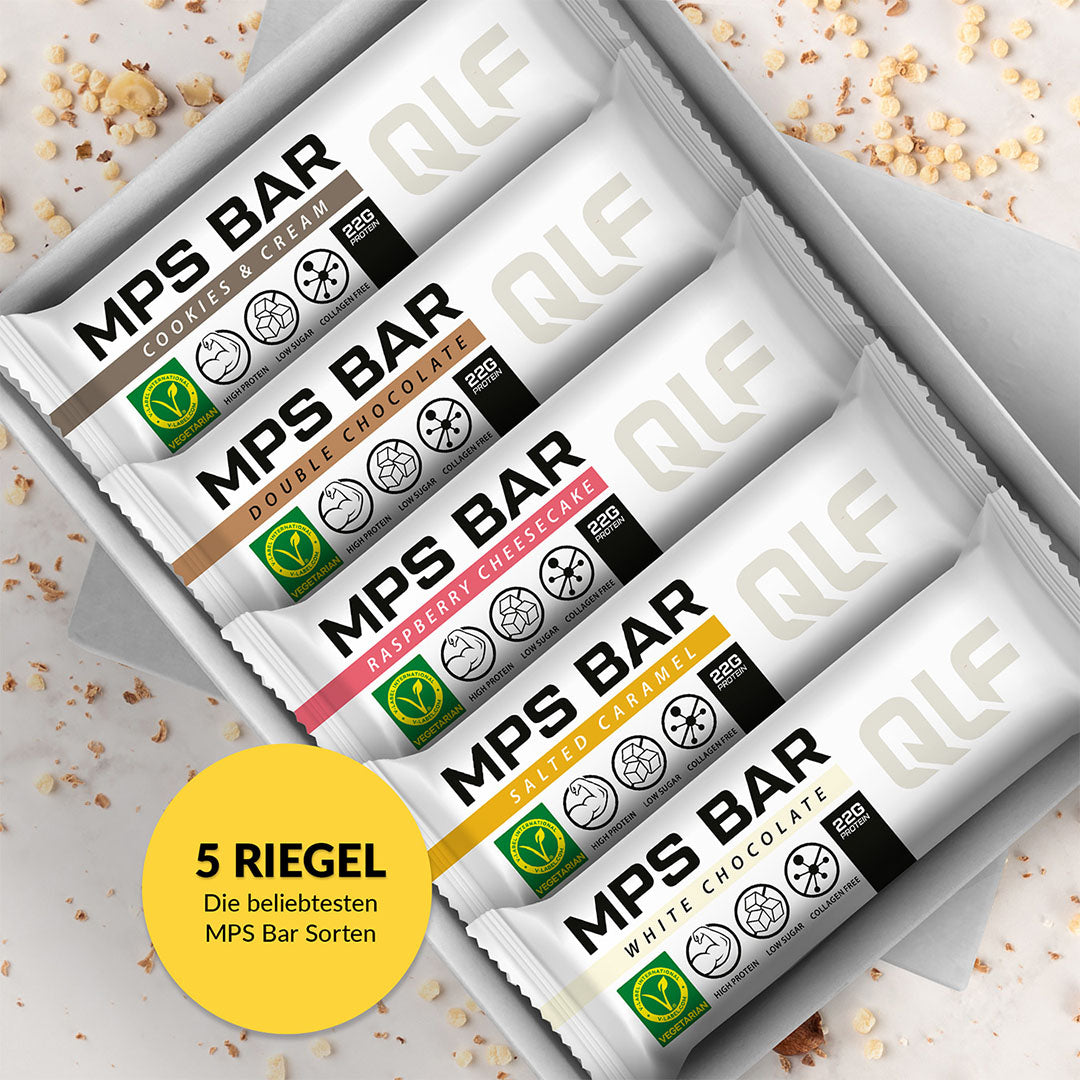 MPS Bar Proteinriegel 5er Probierbox mit verschiedenen Sorten, hochwertiges Protein von Quantum Leap Fitness in Deutschland