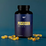 Poseidon Omega-3 Kapseln mit Vitamin K2 und D3 vor dunklem Hintergrund, Produktfoto Galerieposition 1