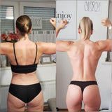 Booty Builder Vorher-Nachher Bild mit weiblichem Rücken und sichtbarer Körperformenveränderung, Galerieposition 1 Saskia-Version