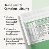 Qore Health packaging side view with nutritional facts and German text highlighting metabolism and cognitive benefits