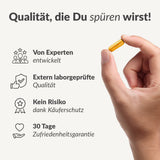 Rock Solid Kapsel wird zwischen Daumen und Zeigefinger gehalten, Fokus auf Qualität und Sicherheit, Galerieposition 1
