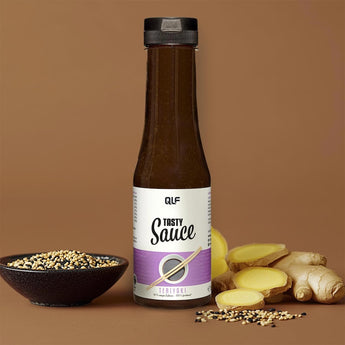 Tasty Sauce Teriyaki Flasche mit Sesam und frischem Ingwer, kalorienarme Diätzutat von Quantum Leap Fitness