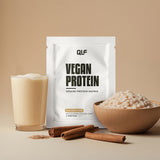 Vegan Protein von Quantum Leap Fitness mit Milchreis Zimt Geschmack, Proteinpulver Sachet und cremigem Shake Galerie 1
