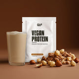 Vegan Protein von Quantum Leap Fitness mit Haselnuss-Krokant Geschmack, Proteinpulver im Sachet und cremigem Shake Galerie 1