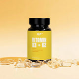Vitamin D3+K2 von Quantum Leap Fitness mit 60 Kapseln vor hellem Hintergrund, Galerieposition 1 Shop-Vitamin-D-K.jpg