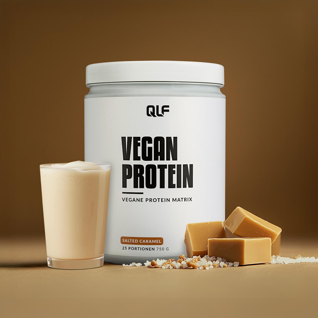 Vegan Protein von Quantum Leap Fitness mit Salted Caramel Geschmack, Proteinpulver und cremigem Shake Galerie 1